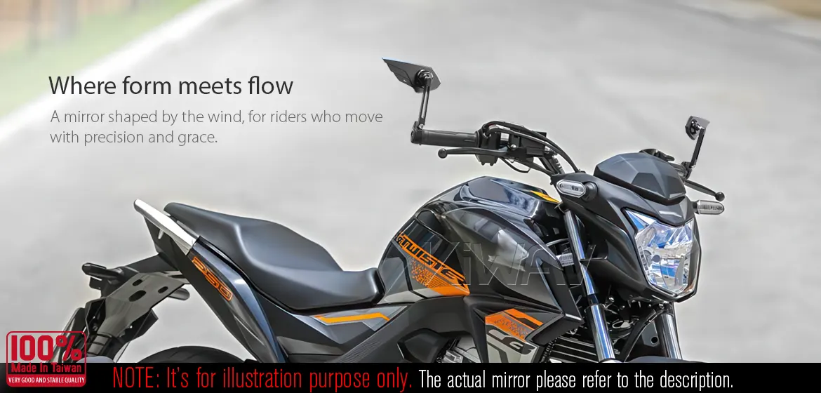 KiWAV motorcycle bar end mirror Wisp black a pair for 7/8 inch hollow end handlebars