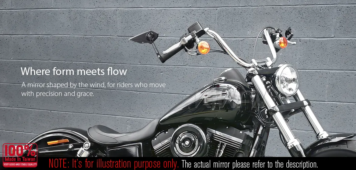 KiWAV motorcycle bar end mirror Wisp black a pair compatible with Harley Davidson Sportster Dyna Softail XG street