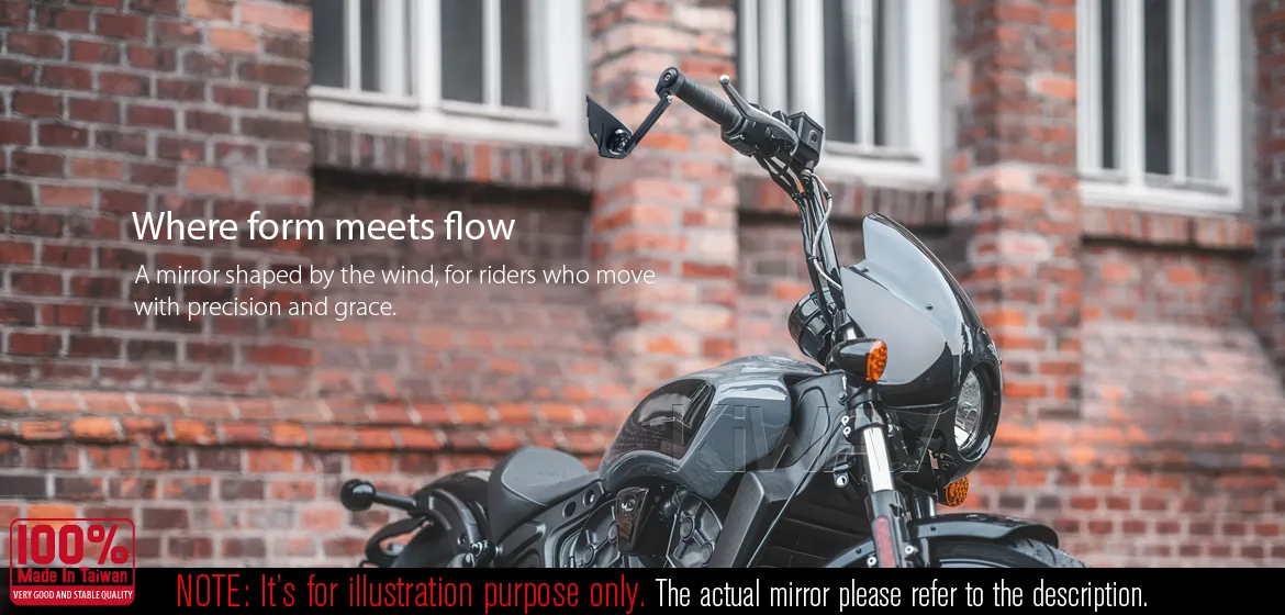 KiWAV motorcycle bar end mirror Wisp black a pair compatible with Specific Indian models