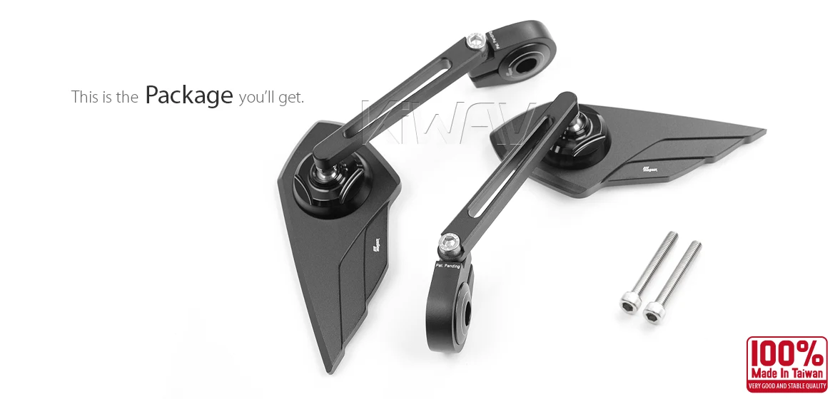 KiWAV motorcycle bar end mirror Wisp black a pair for M6 threaded handlebars