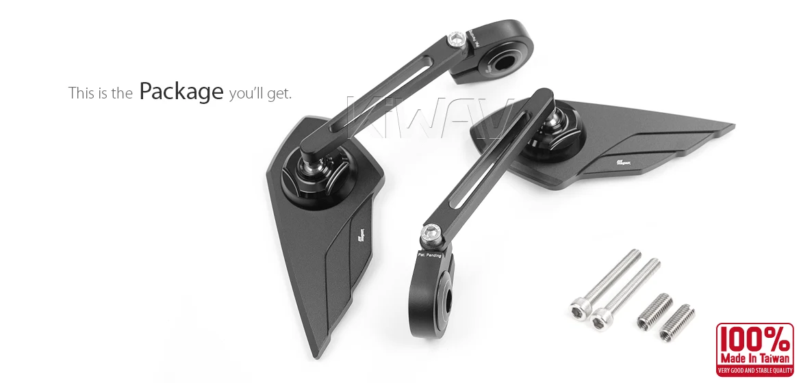 KiWAV motorcycle bar end mirror Wisp black a pair compatible with BMW M8 threaded handlebar