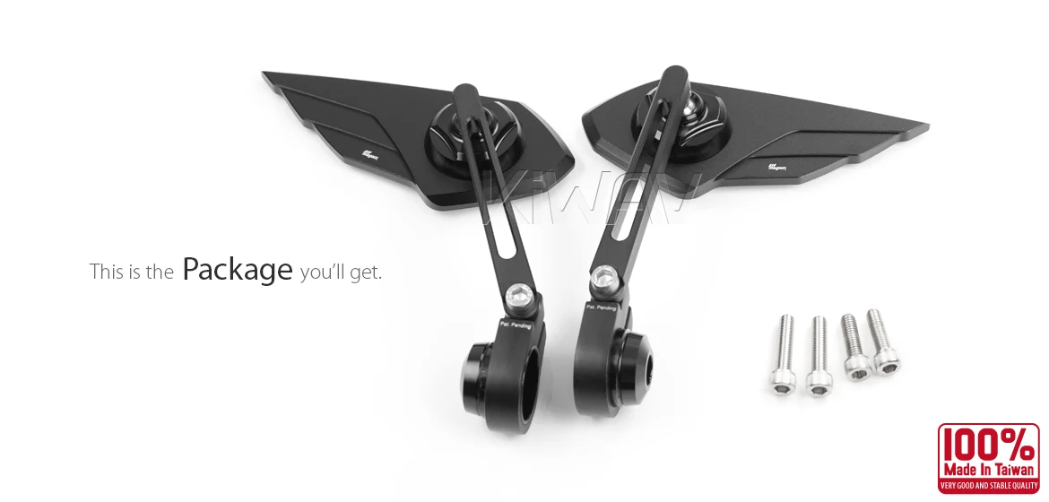 KiWAV motorcycle bar end mirror Wisp black a pair compatible with Triumph water-cooled models