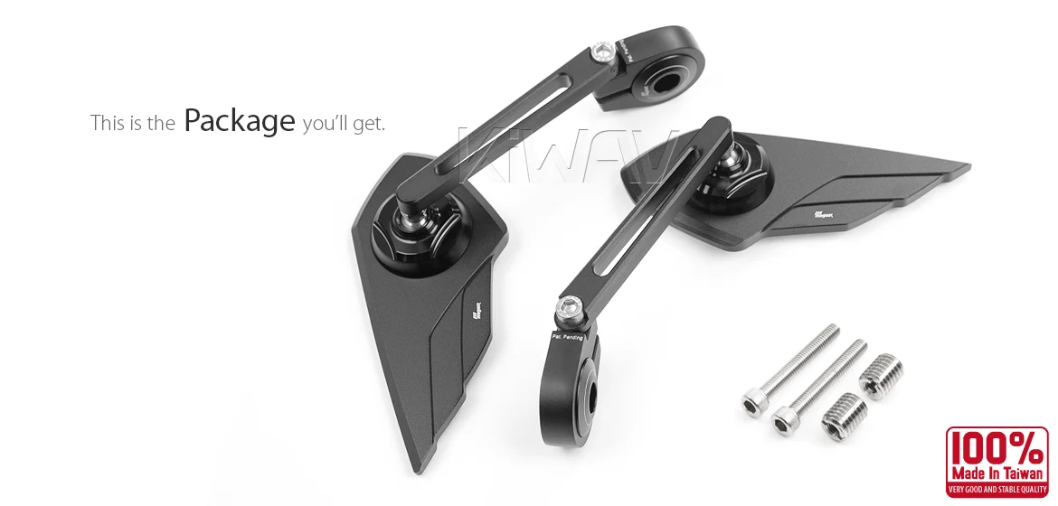 KiWAV motorcycle bar end mirror Wisp black a pair compatible with BMW M12 threaded handlebar