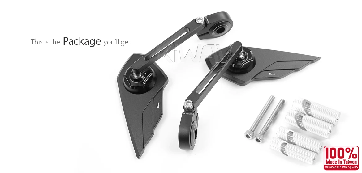 KiWAV motorcycle bar end mirror Wisp black a pair for 7/8 inch hollow end handlebars