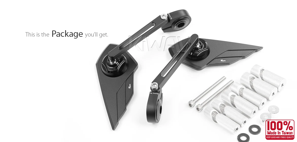 KiWAV motorcycle bar end mirror Wisp black a pair compatible with Harley Davidson Sportster Dyna Softail XG street