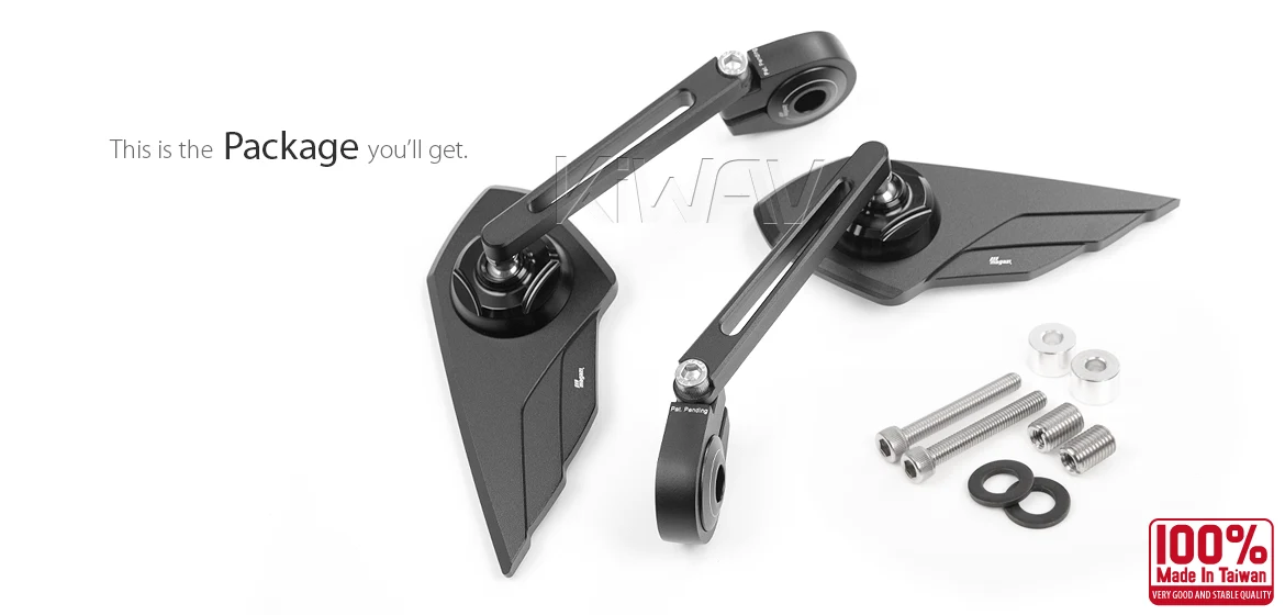 KiWAV motorcycle bar end mirror Wisp black a pair compatible with Honda Rebel 1100 '25- M10 threaded handlebar