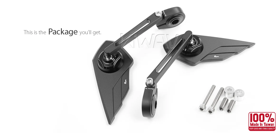 KiWAV motorcycle bar end mirror Wisp black a pair compatible with Indian Scout Bobber