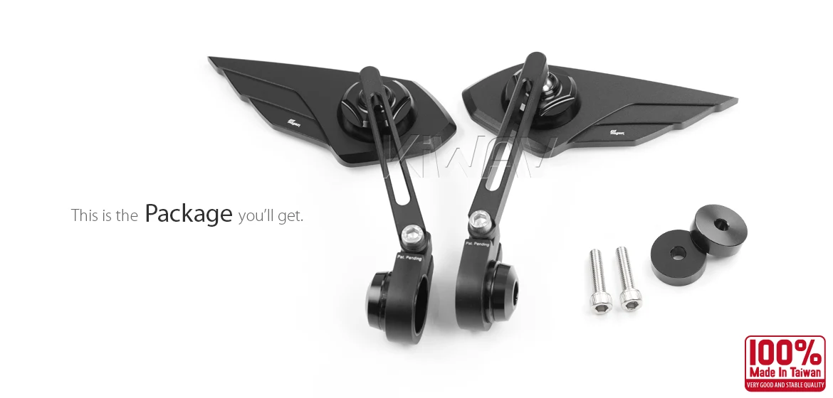 KiWAV motorcycle bar end mirror Wisp black a pair compatible with Moto Guzzi