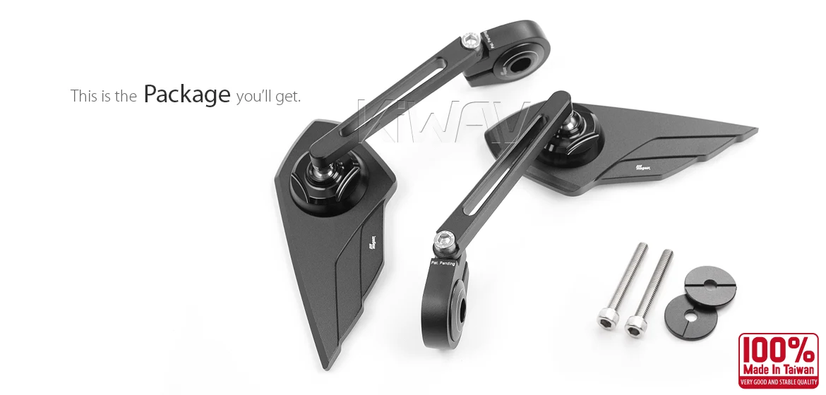 KiWAV motorcycle bar end mirror Wisp black a pair compatible with Royal Enfield Interceptor 650