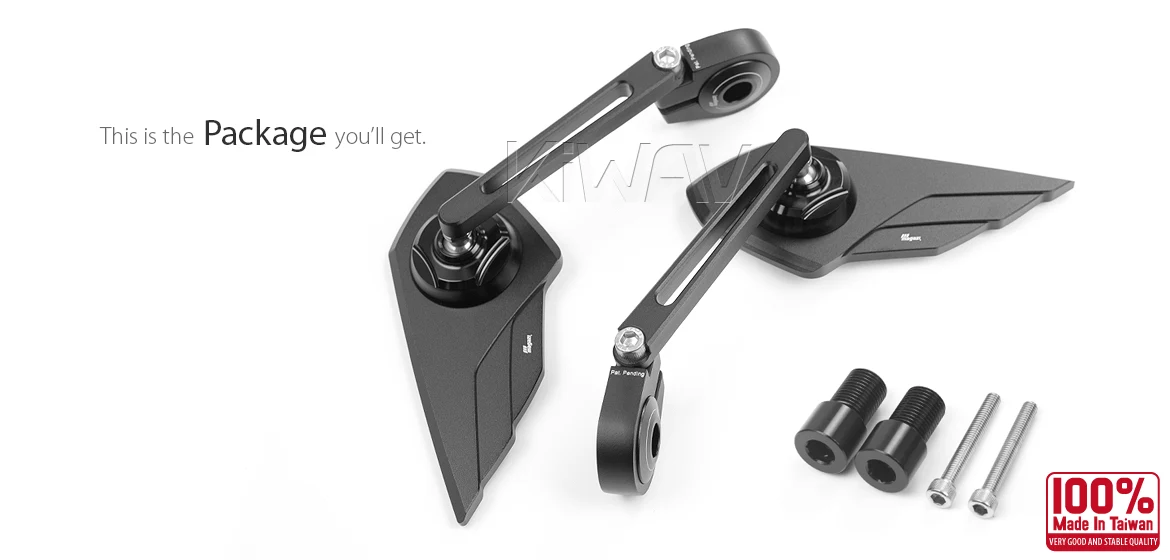 KiWAV motorcycle bar end mirror Wisp black a pair compatible with Yamaha M16 threaded handlebars