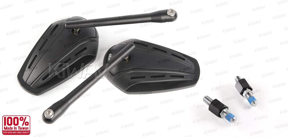 KiWAV Magazi Zipper motorcycle mirrors CNC aluminum black for Harley Street 750 500