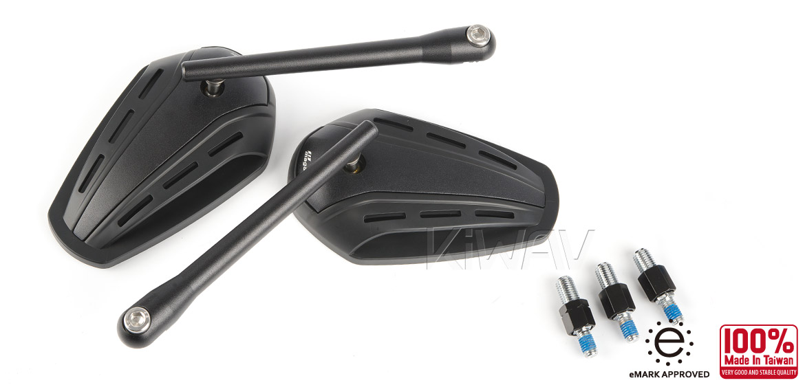 KiWAV Magazi Zipper motorcycle mirrors CNC aluminum Scooter black