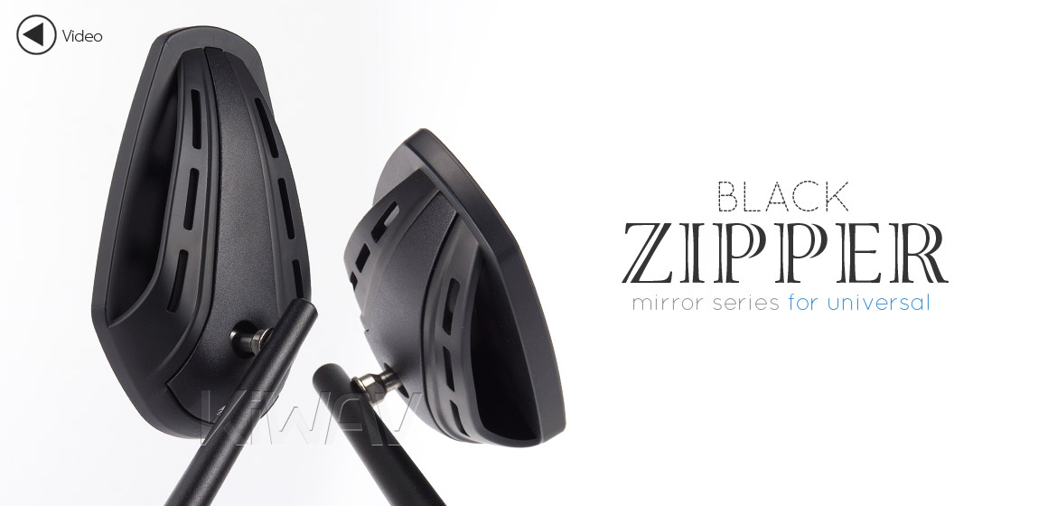 KiWAV Magazi Zipper motorcycle mirrors CNC aluminum universal black