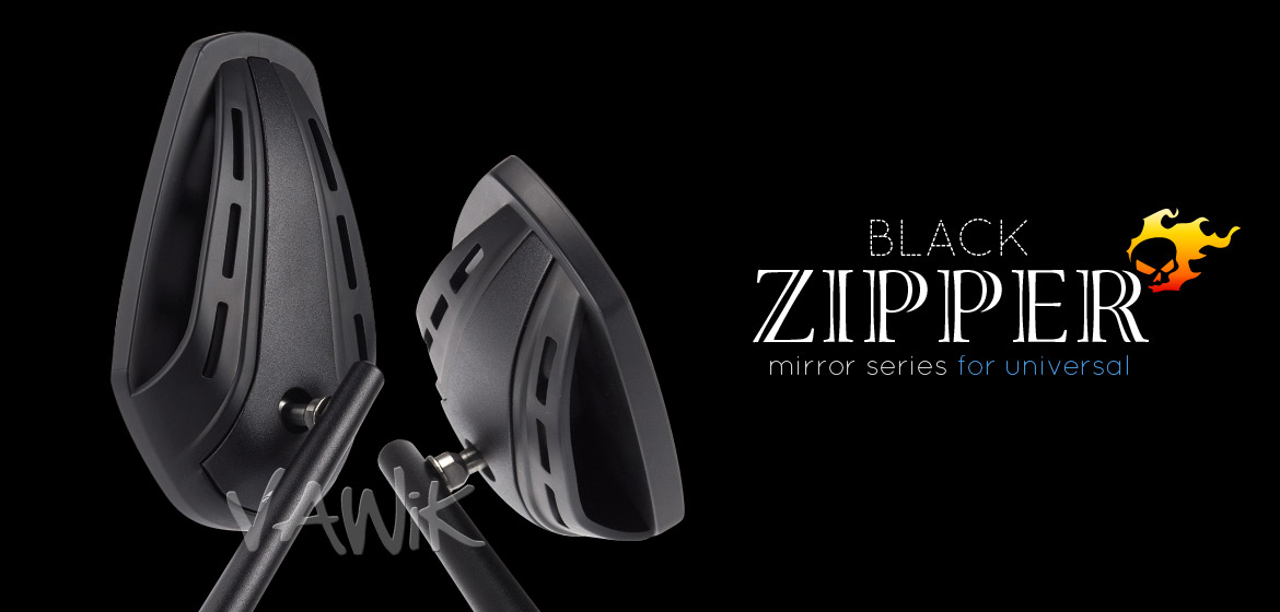 VAWiK Magazi Zipper motorcycle mirrors CNC aluminum universal black