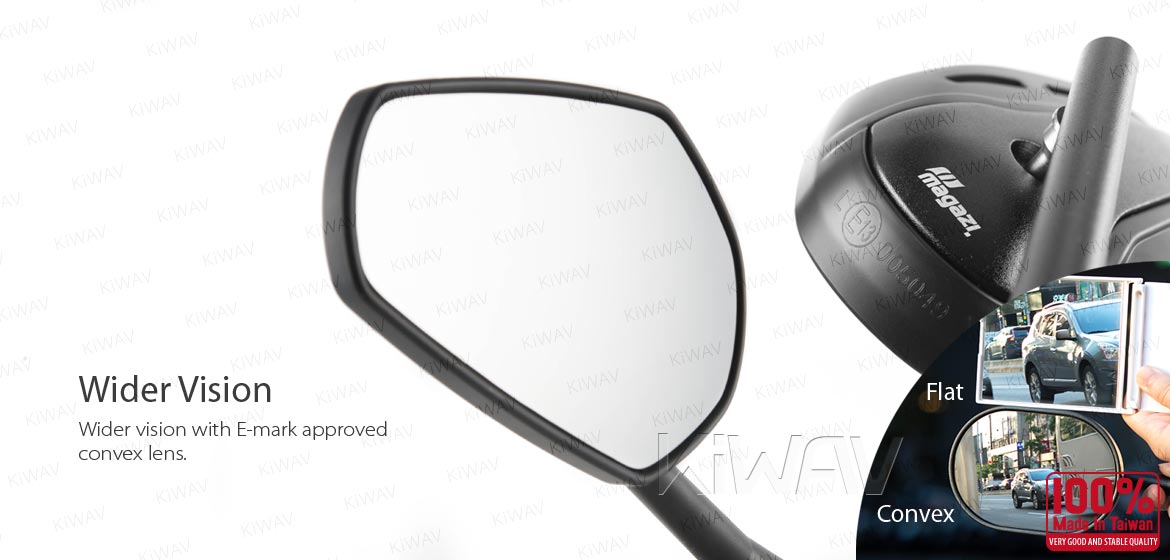 KiWAV motorcycle mirrors ZipperS3 black fairing mount w/ new ver. chrome adapter