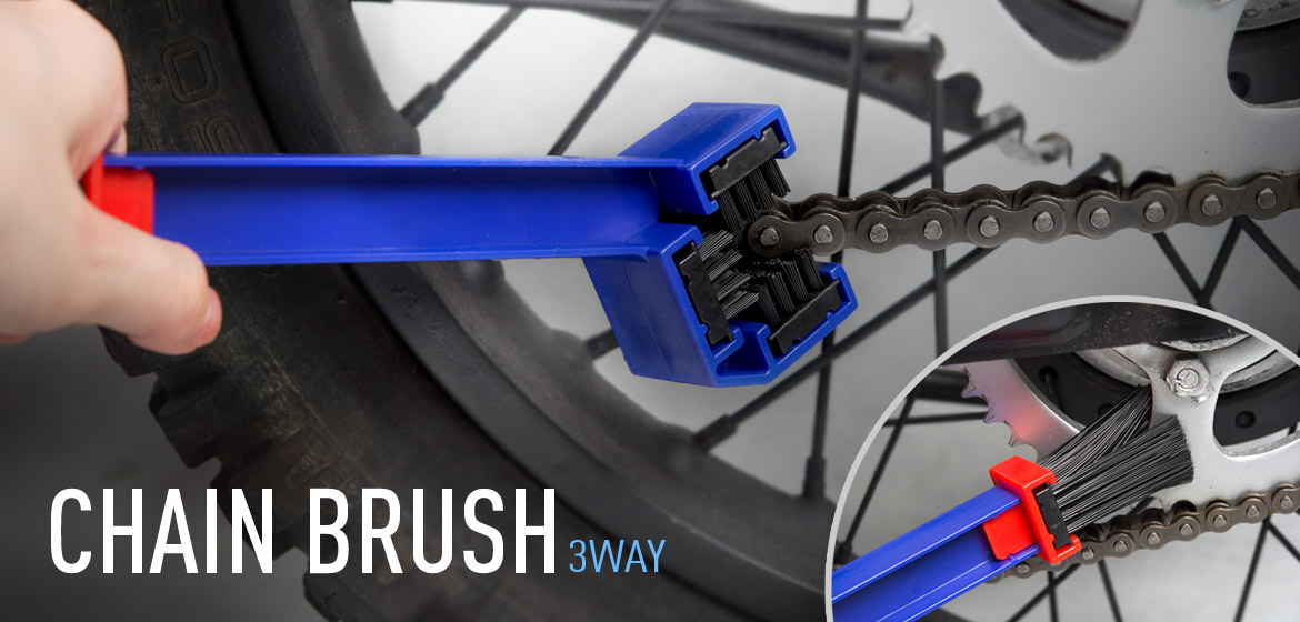 KiWAV motorcycle chain scrubber 3 way brush