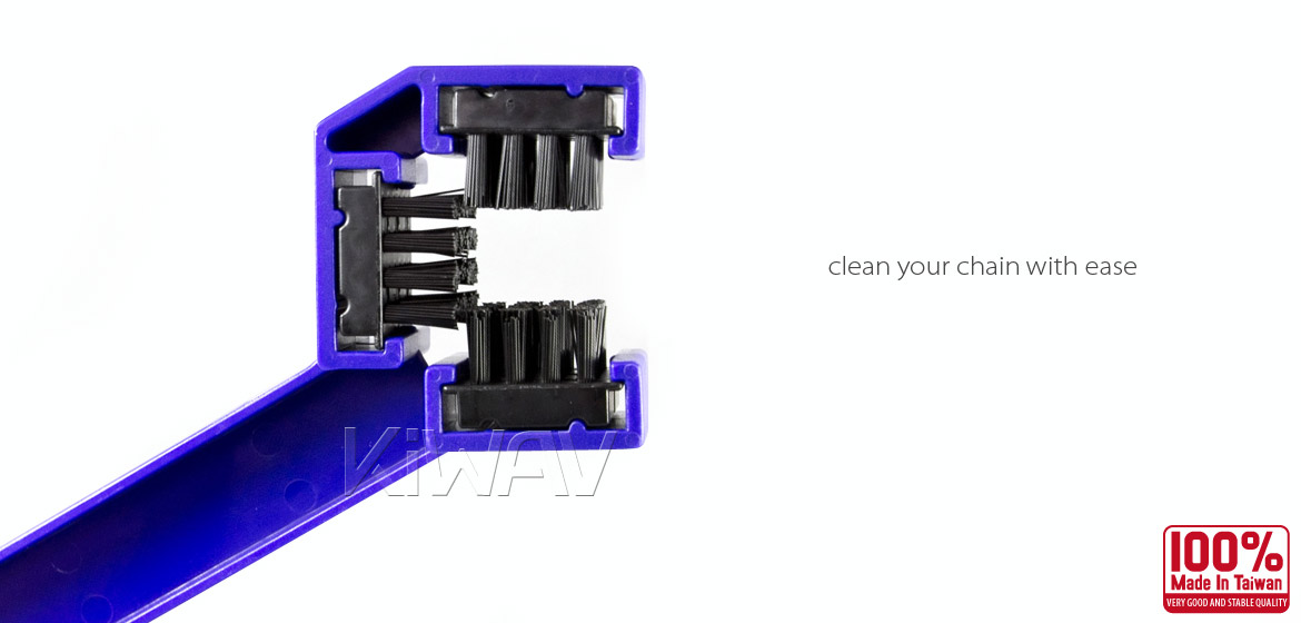 KiWAV motorcycle chain scrubber 3 way brush