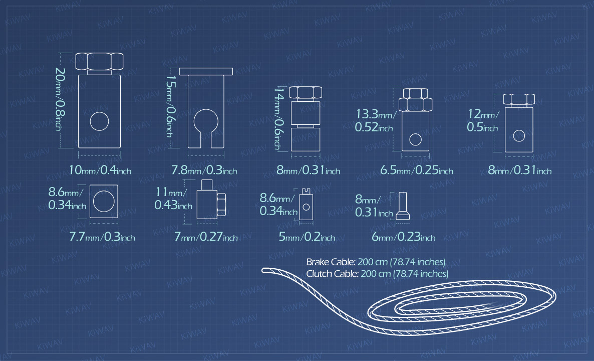 KiWAV Measurement graph of universal throttle clutch brake parking brake cable end repair travel emergency repair kit
