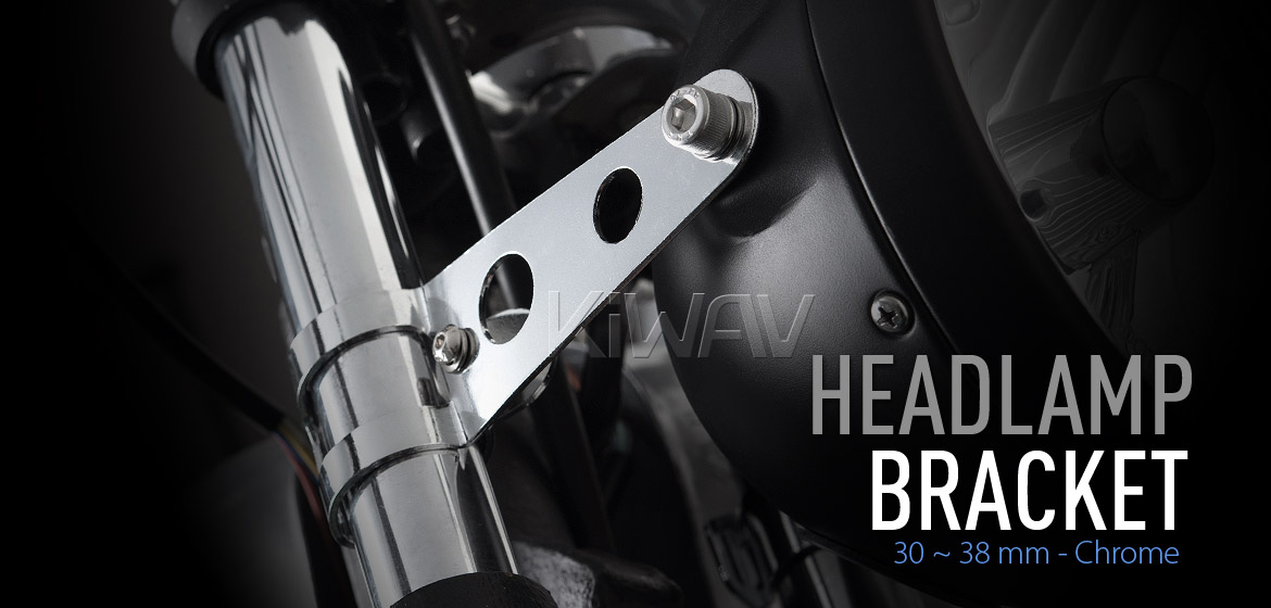 KiWAV Motorcycle head Lamp light bracket mount chrome 30~38mm fork clamp on
