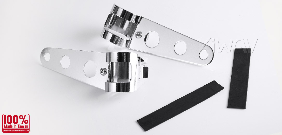 KiWAV Motorcycle head Lamp light bracket mount chrome 30~38mm fork clamp on