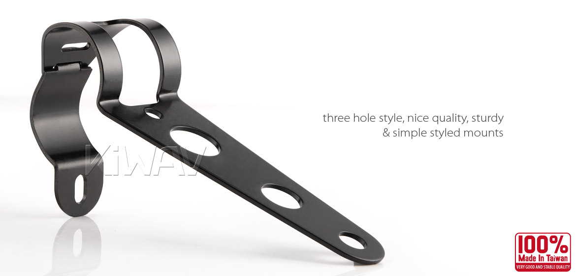 KiWAV Motorcycle head Lamp light bracket mount black 30~38mm fork clamp on