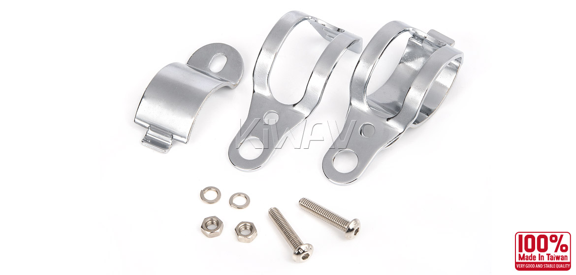 KiWAV Motorcycle Indicator turn signal Bracket Holder Fork Chrome 30~39mm