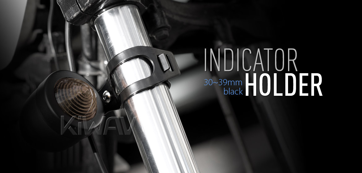 KiWAV Motorcycle Indicator turn signal Bracket Holder Fork Black 30~39mm