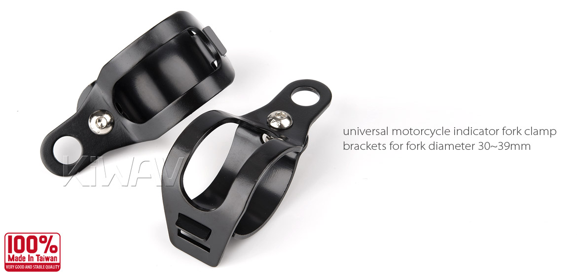 KiWAV Motorcycle Indicator turn signal Bracket Holder Fork Black 30~39mm