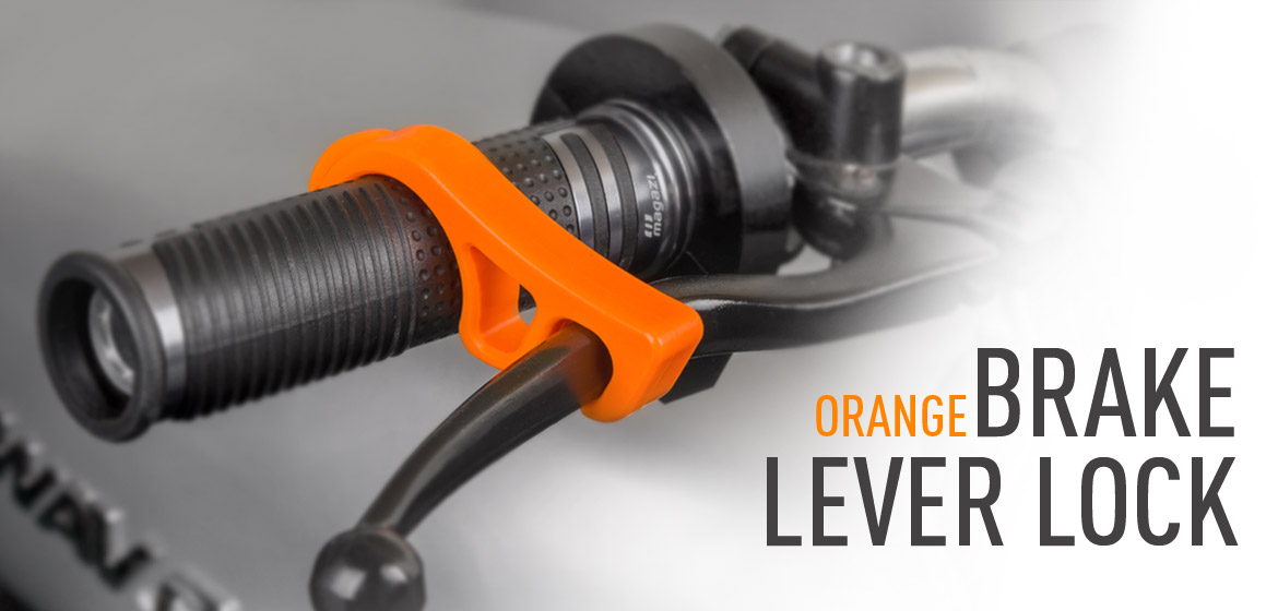 KiWAV motorcycle brake lever lock orange universal fit
