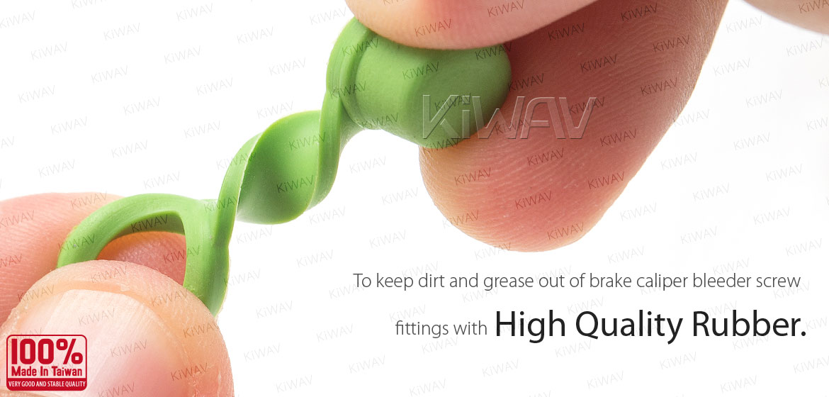 KiWAV motorcycle brake caliper bleeder rubber cap green