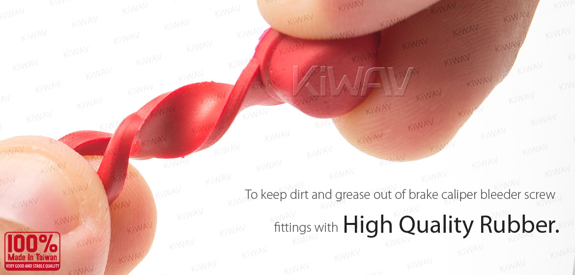 KiWAV motorcycle brake caliper bleeder rubber cap red