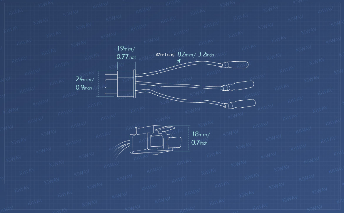 KiWAV Measurement graph of male wire harness adapter plug for H4 / HB2 / 9003 / NOK9151 light socket