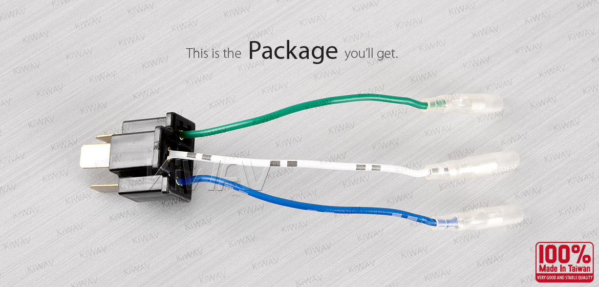 KiWAV male wire harness adapter plug for H4 / HB2 / 9003 / NOK9151 light socket