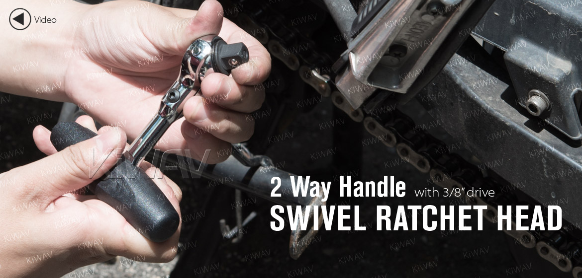KiWAV 2 way handle with 3/8 drive swivel ratchet head