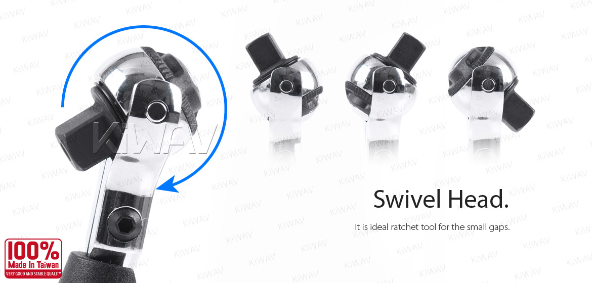 KiWAV 2 way handle with 3/8 drive swivel ratchet head