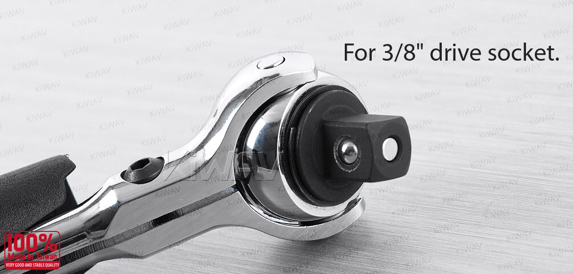 KiWAV 2 way handle with 3/8 drive swivel ratchet head