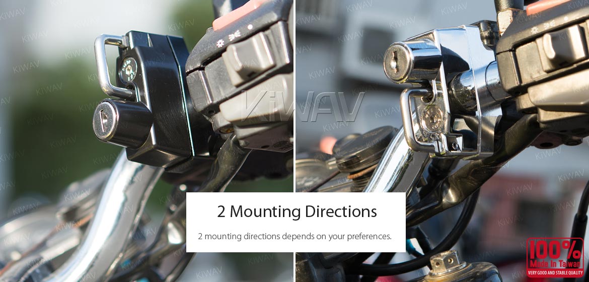 KiWAV motorcycle helmet lock black fit for 7/8 inch handlebar lever/brake clamp