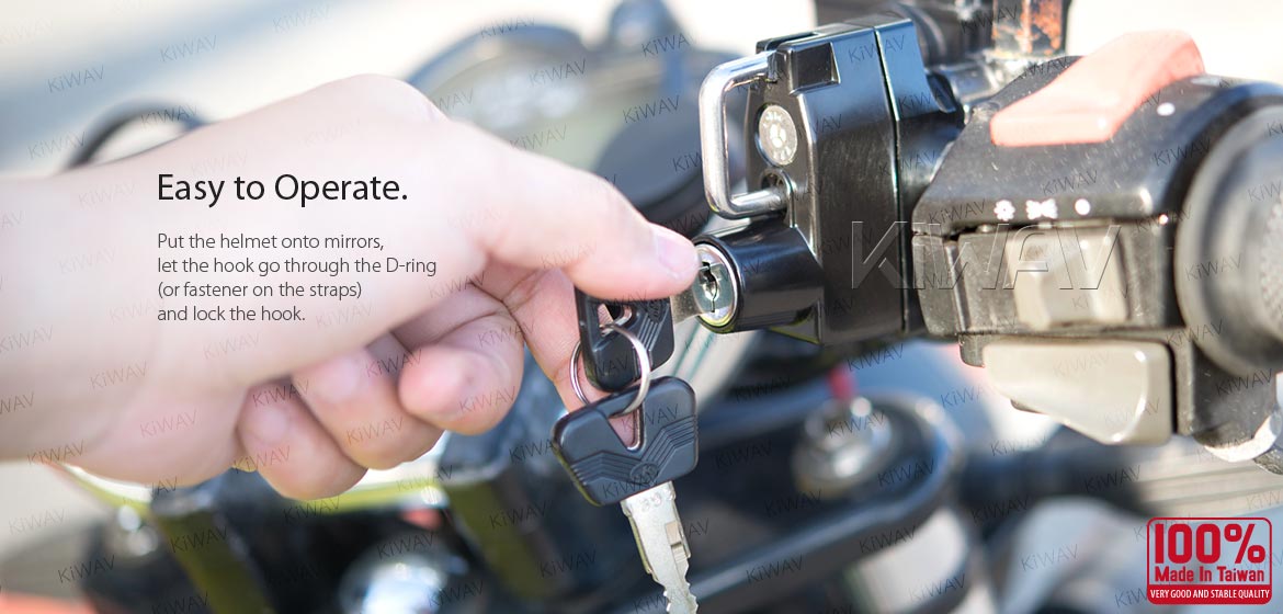 KiWAV motorcycle helmet lock black fit for 7/8 inch handlebar lever/brake clamp