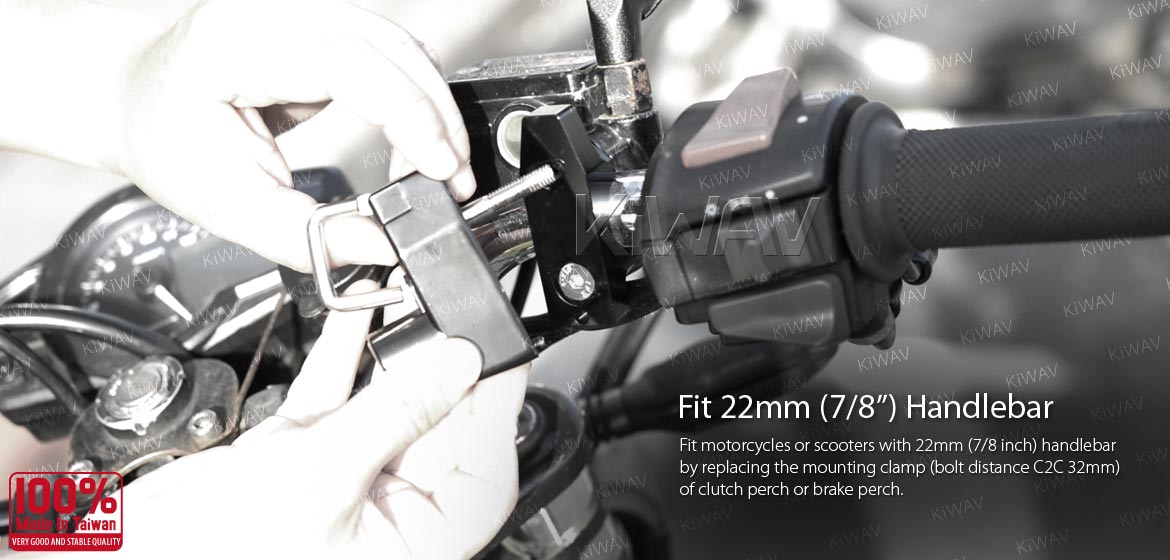 KiWAV motorcycle helmet lock black fit for 7/8 inch handlebar lever/brake clamp