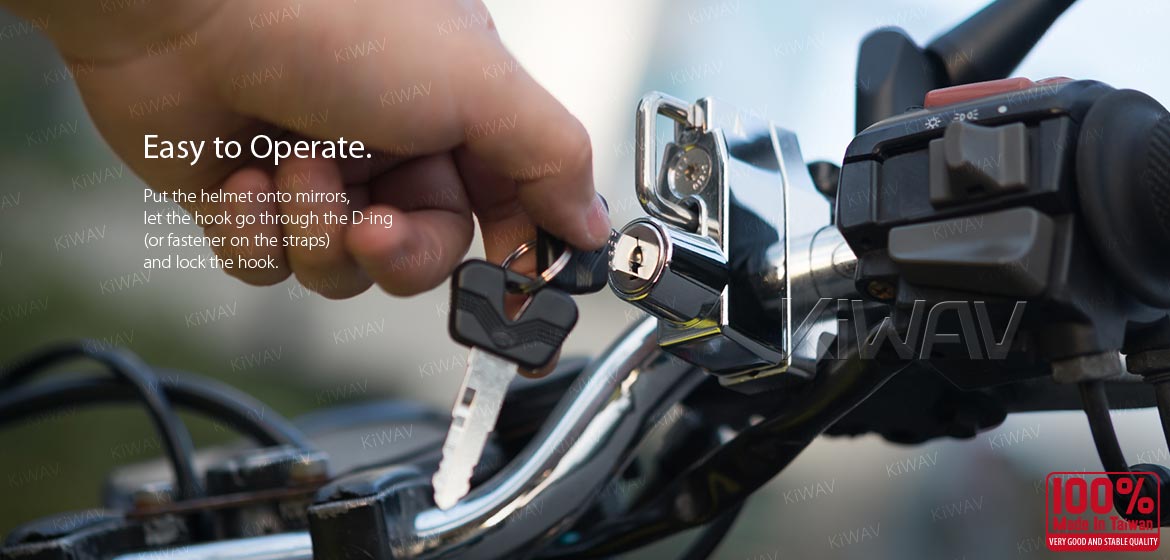 KiWAV motorcycle helmet lock chrome fit for 7/8 inch handlebar lever/brake clamp