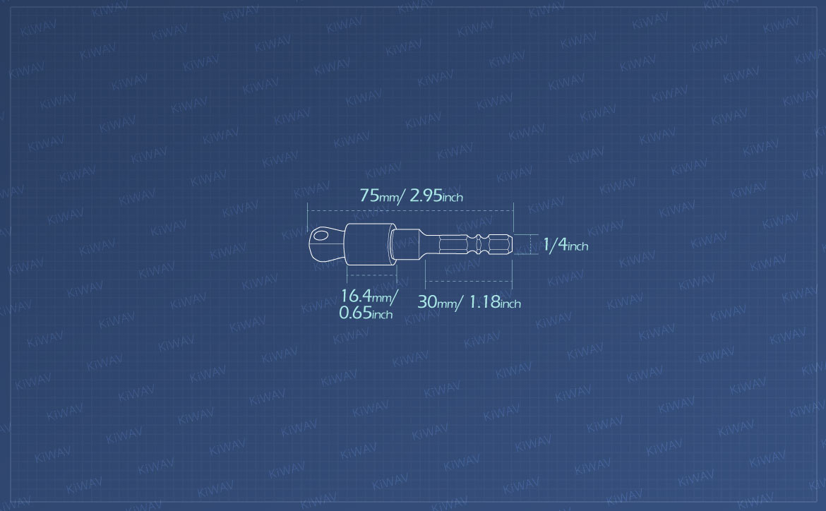 KiWAV Measurement graph of 3/8 inch dual-tilt square drive socket adapter 75mm