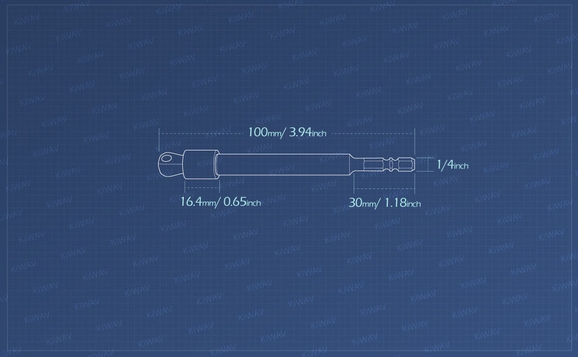 KiWAV Measurement graph of 3/8 inch dual-tilt square drive socket adapter 100mm