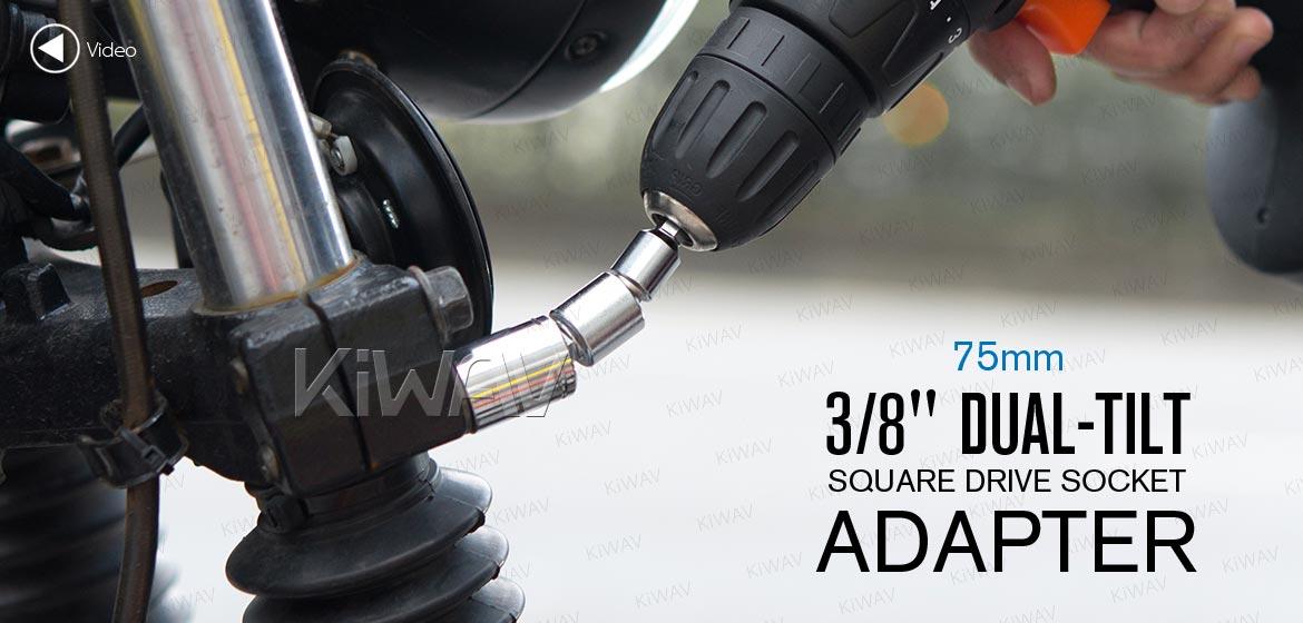 KiWAV 3/8 inch dual-tilt square drive socket adapter 75mm