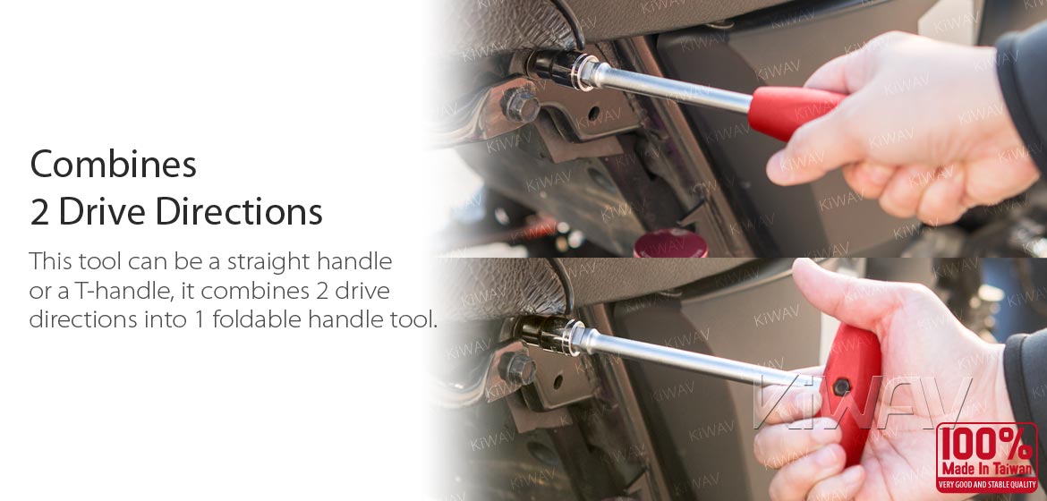 Tools & Accessories: 3/8 inch square drive with magnetic 1/4 hex