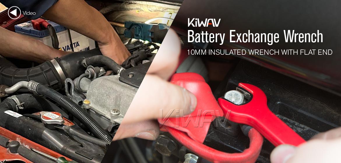 KiWAV 10mm insulated wrench with flat end for lead acid battery removal