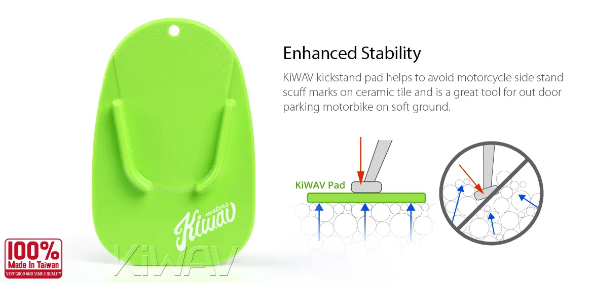KiWAV motorcycle motorcross green kickstand pad
