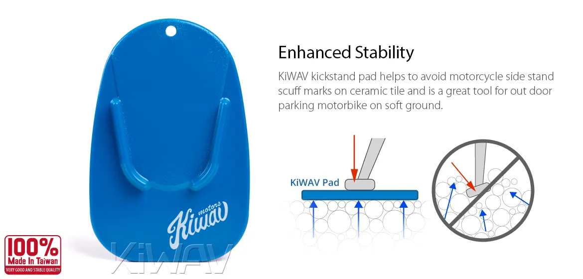KiWAV motorcycle motorcross blue kickstand pad
