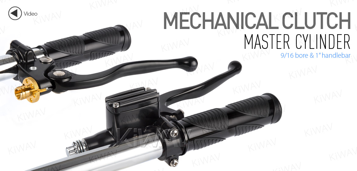 KiWAV Vintage hand control with mechanical clutch & hydraulic brake for 1 inch handlebar black