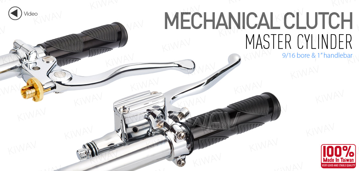 KiWAV Vintage hand control with mechanical clutch & hydraulic brake for 1 inch handlebar chrome