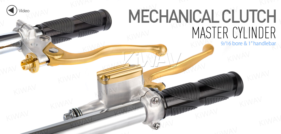 KiWAV Vintage hand control with mechanical clutch & hydraulic brake for 1 inch handlebar silver gold